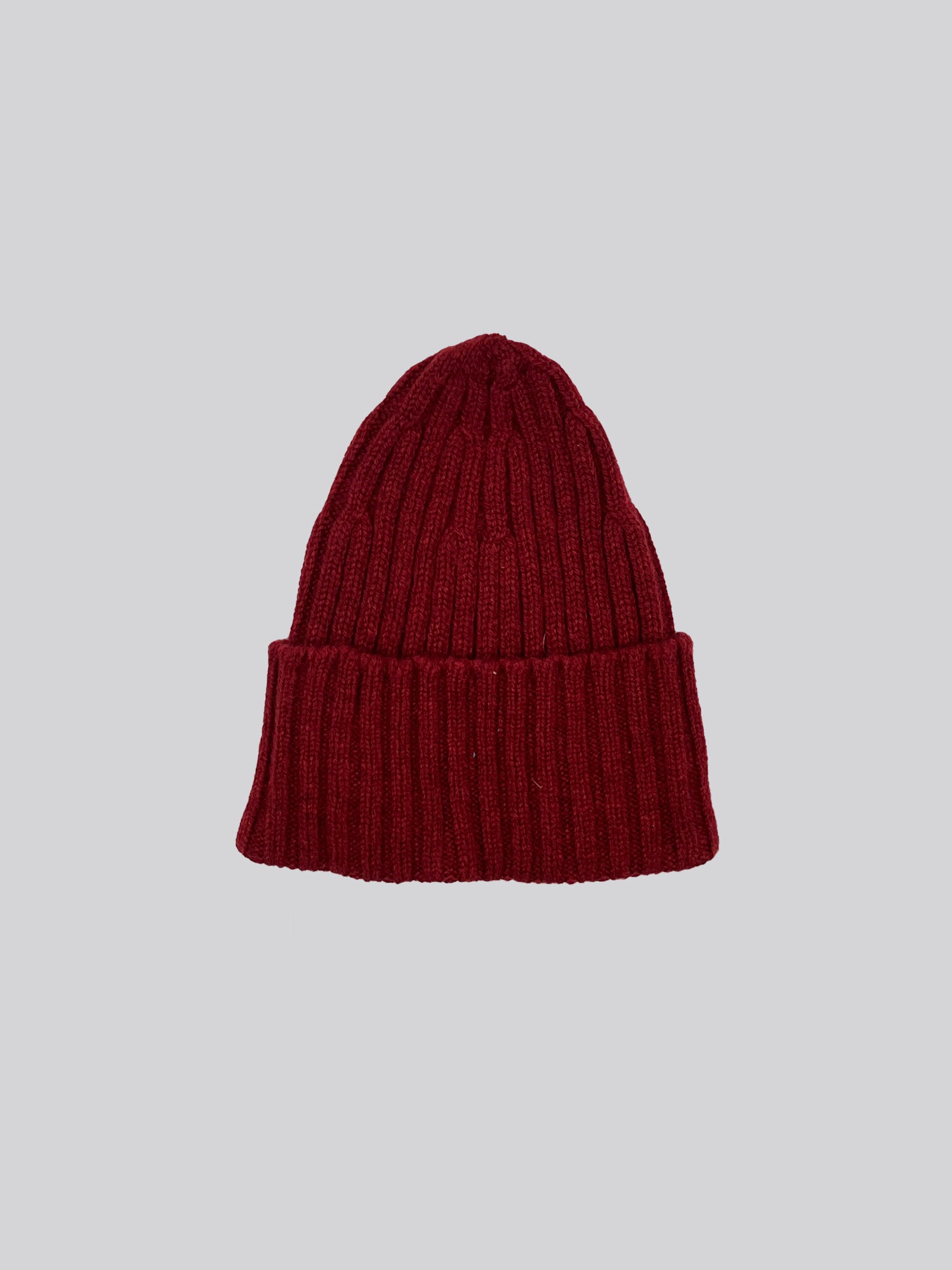 Ribbed Knit Beanie - Burgundy - Studio Sample