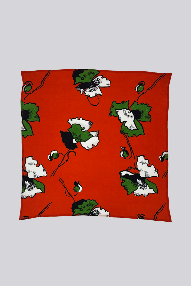 Silk Scarf - Printed Red