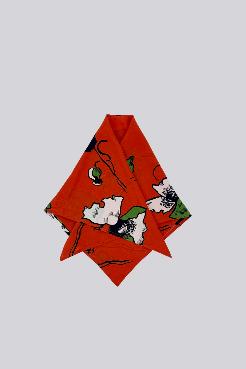 Silk Scarf - Printed Red