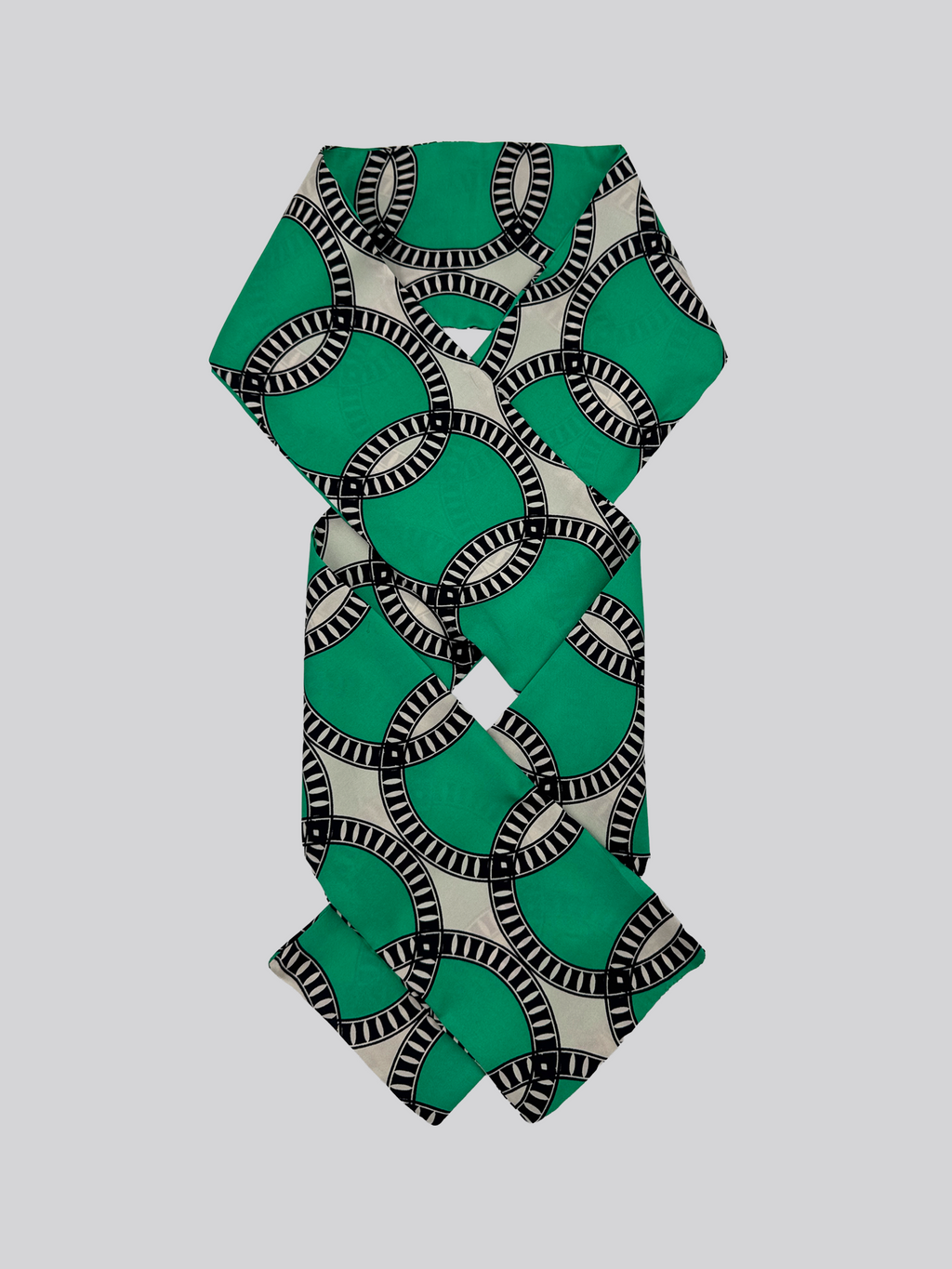 Silk Twill Long Scarf - Printed Green