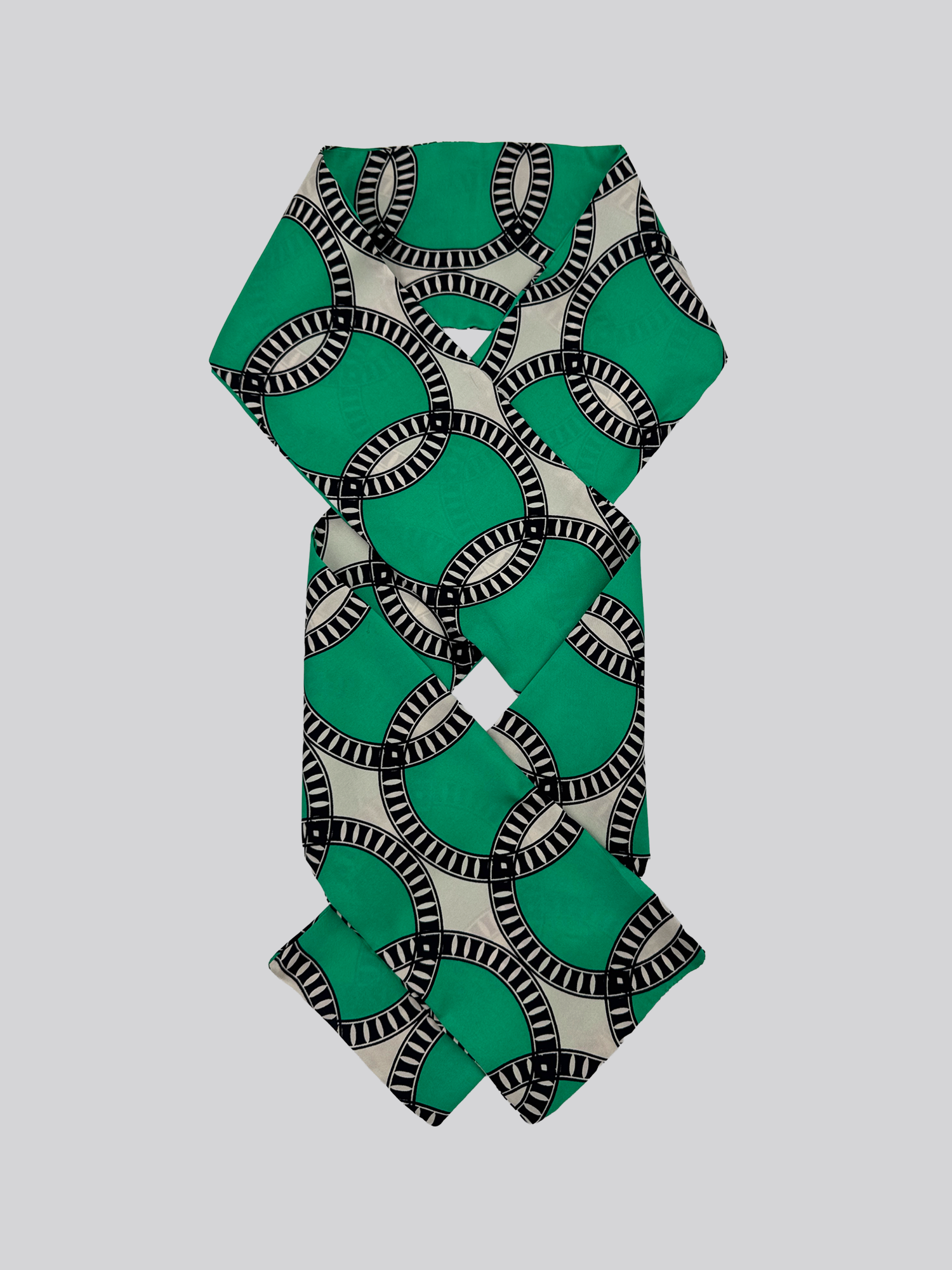 Silk Twill Long Scarf - Printed Green
