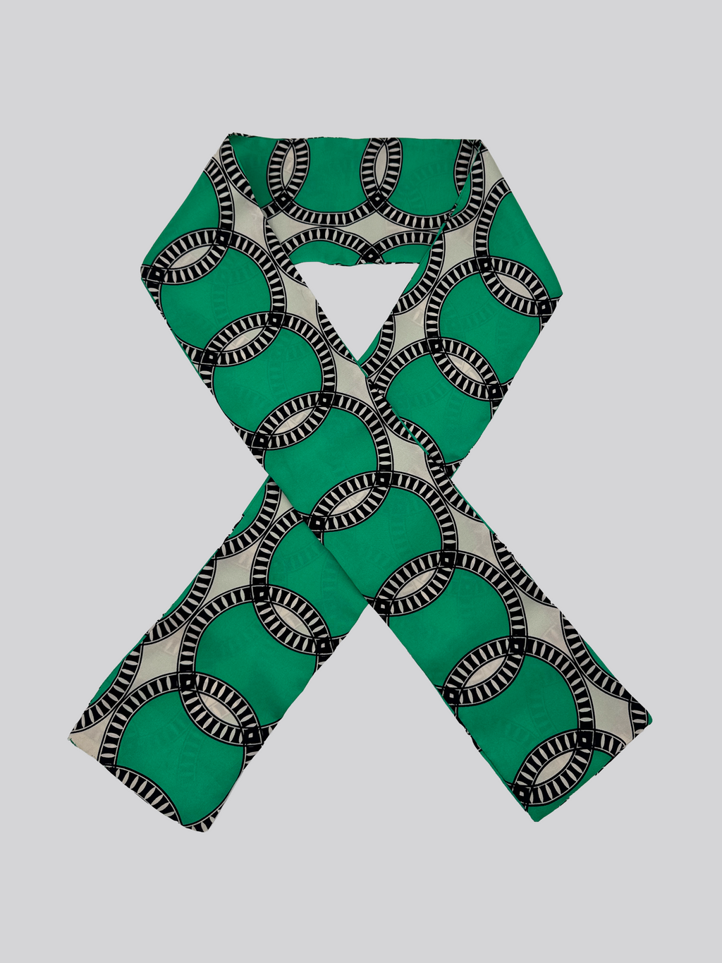 Silk Twill Long Scarf - Printed Green