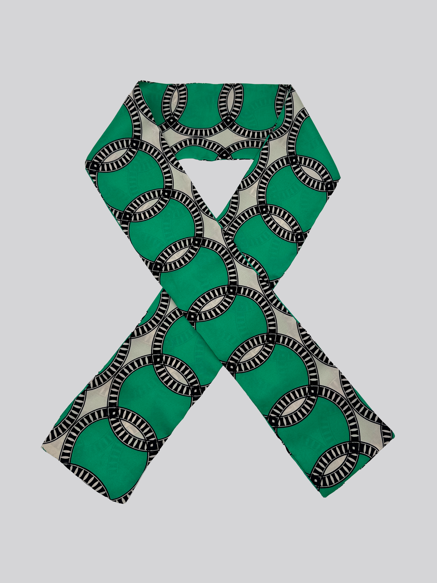 Silk Twill Long Scarf - Printed Green