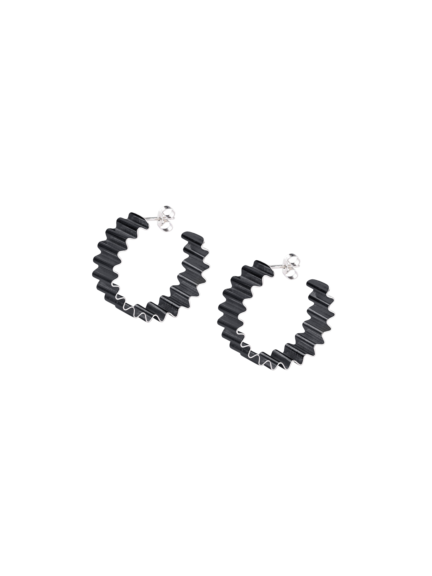 Statement Ondulée Oxidised Recycled Silver Hoops by Olivia Taylor