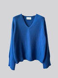 V Neck Superfine Lambswool Jumper - Cobalt