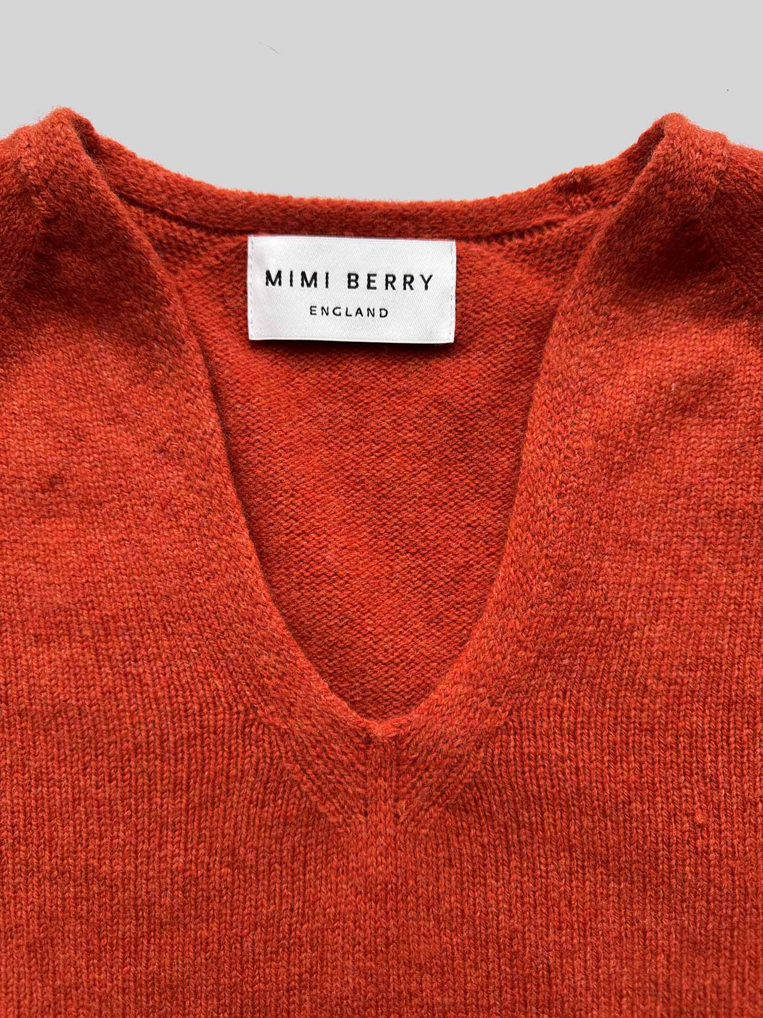 V Neck Superfine Lambswool Jumper - Furnace