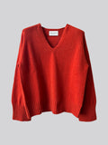 V Neck Superfine Lambswool Jumper - Furnace