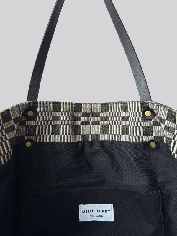 Fabric Tote Bag - Greyscale Grid