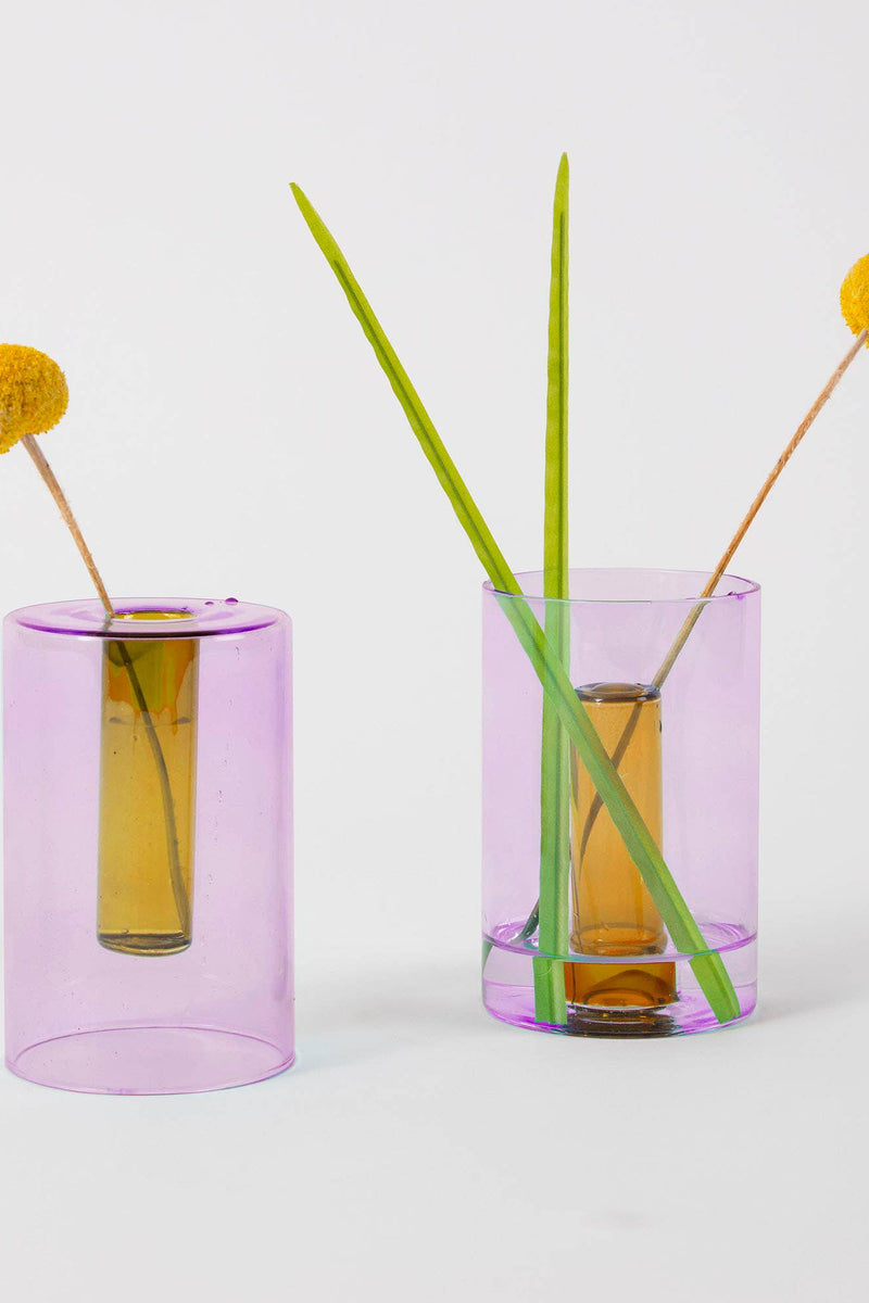 Reversible Glass Vase - Small: Mint/Violet