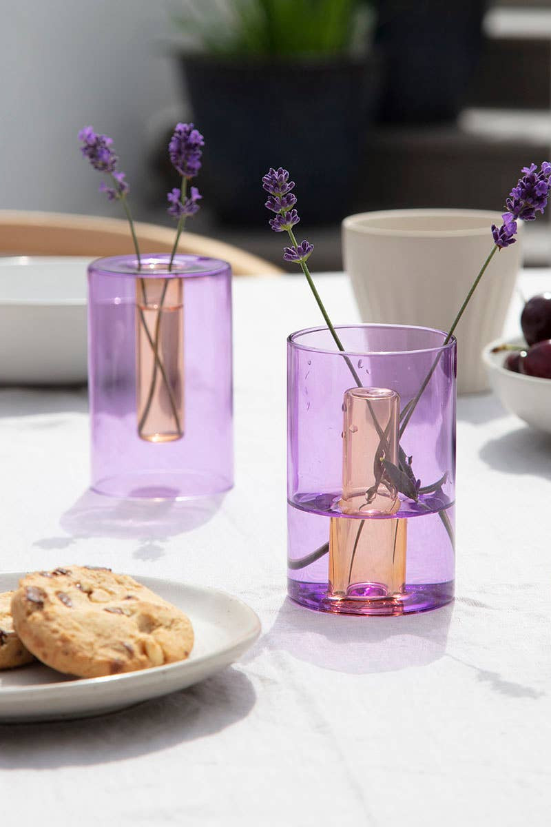 Reversible Glass Vase - Small: Mint/Violet
