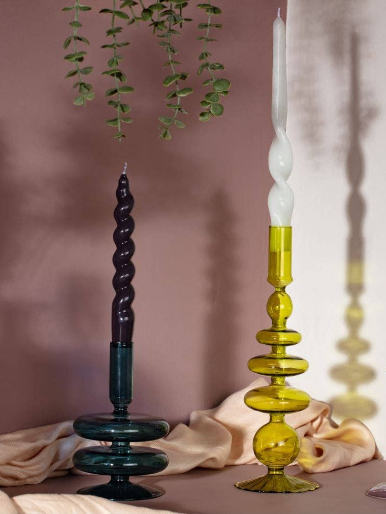 Maegen Glass Candle Holder - Ocean Teal