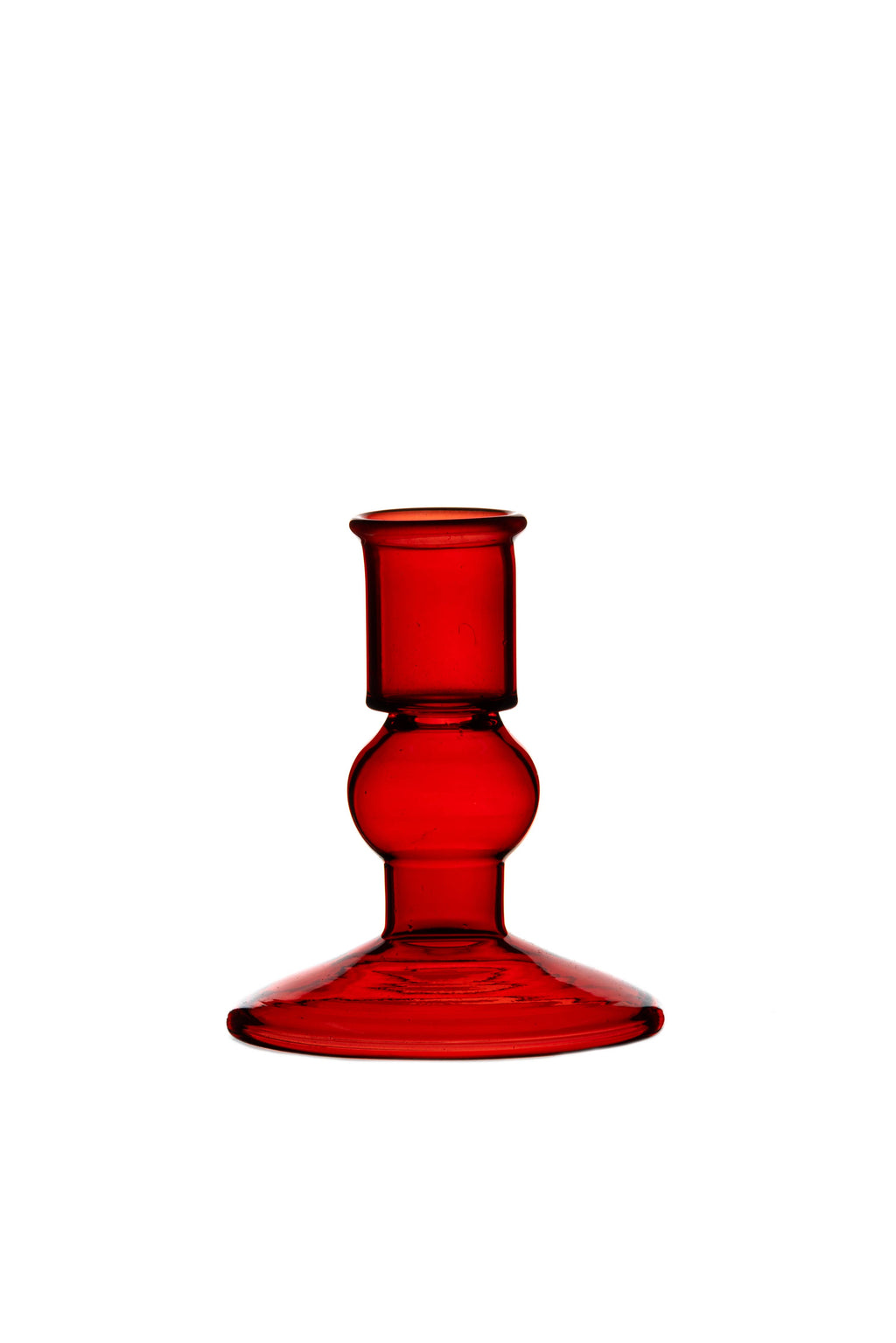 Small Red Glass Candlestick