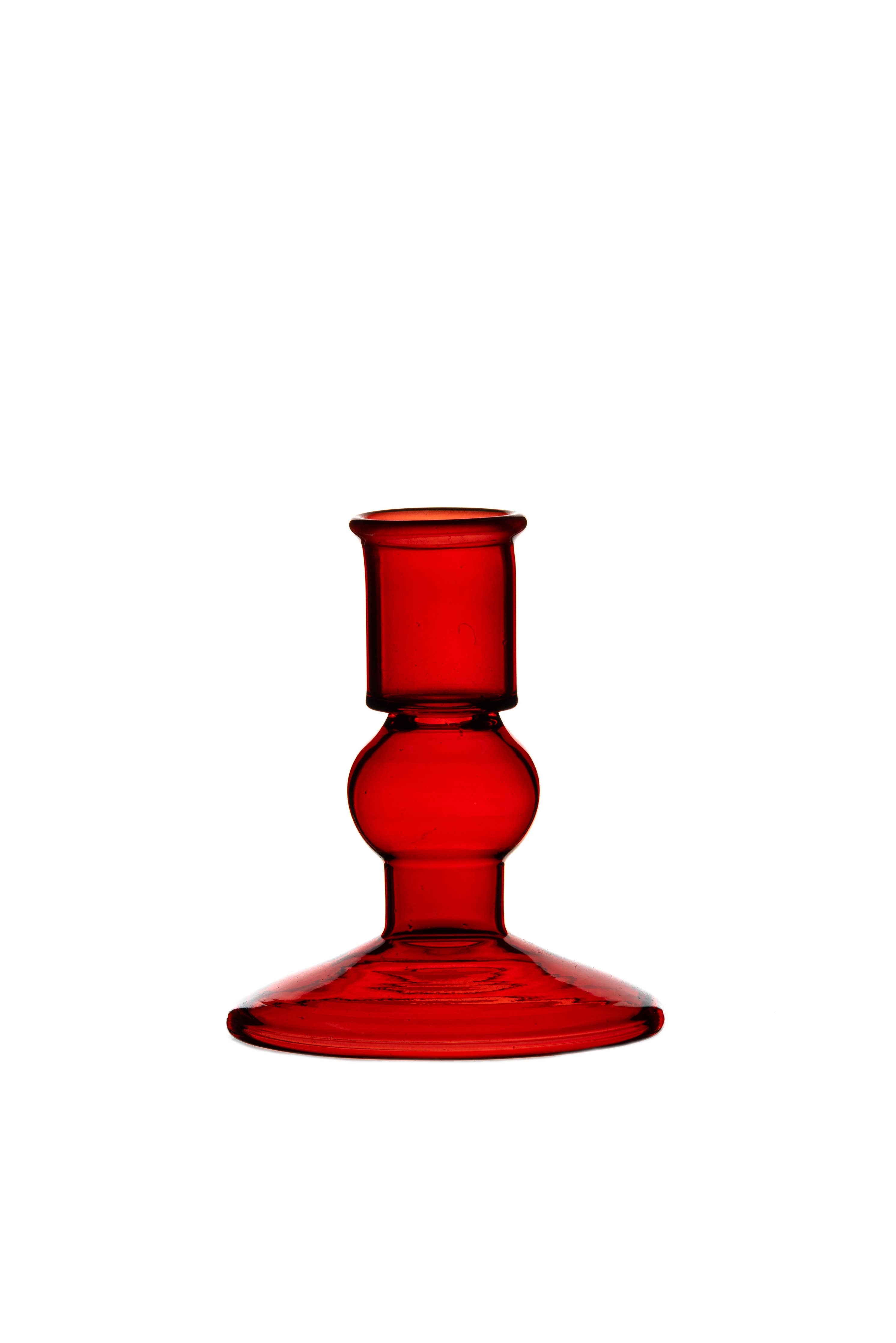 Small Red Glass Candlestick