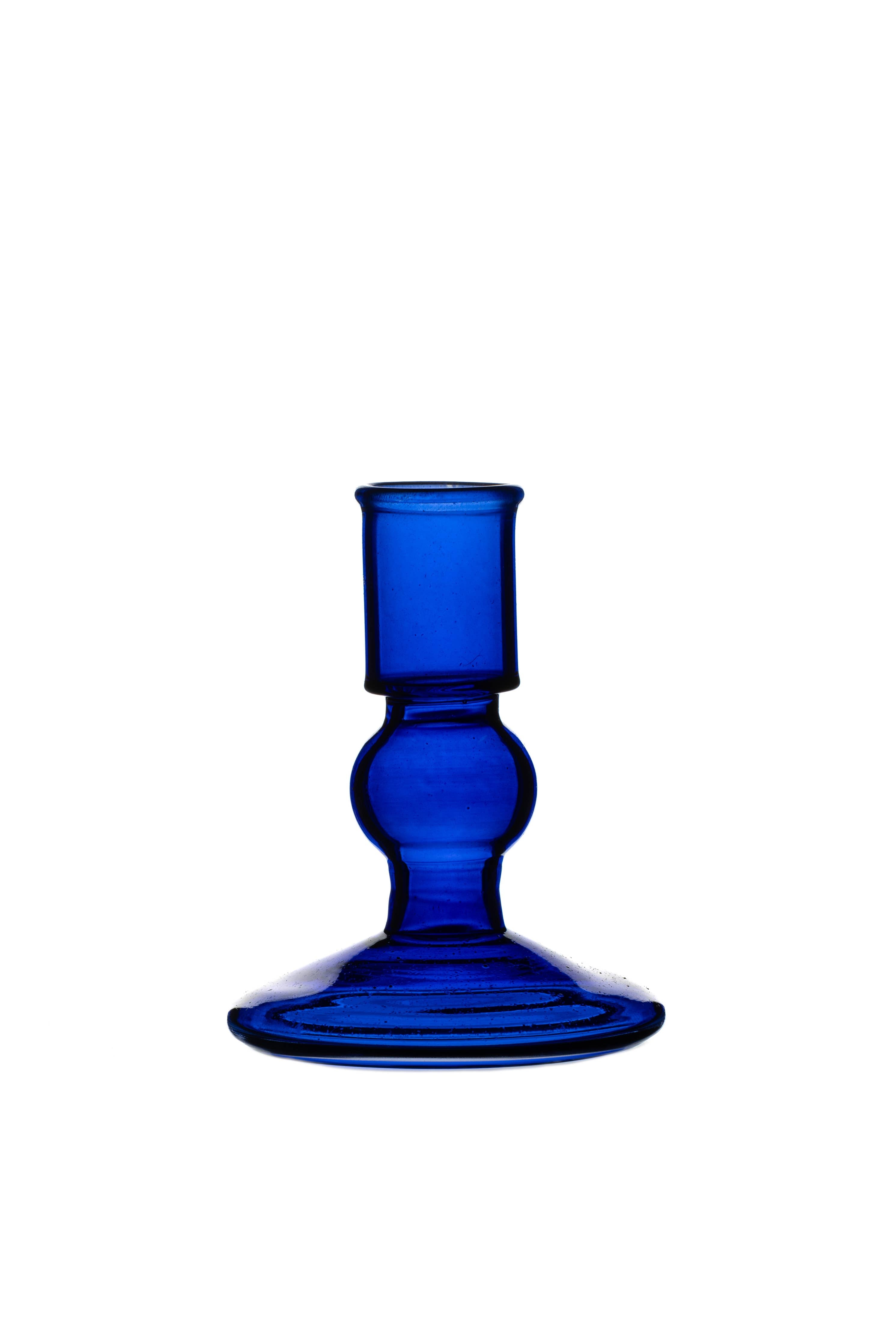 Small Blue Glass Candlestick