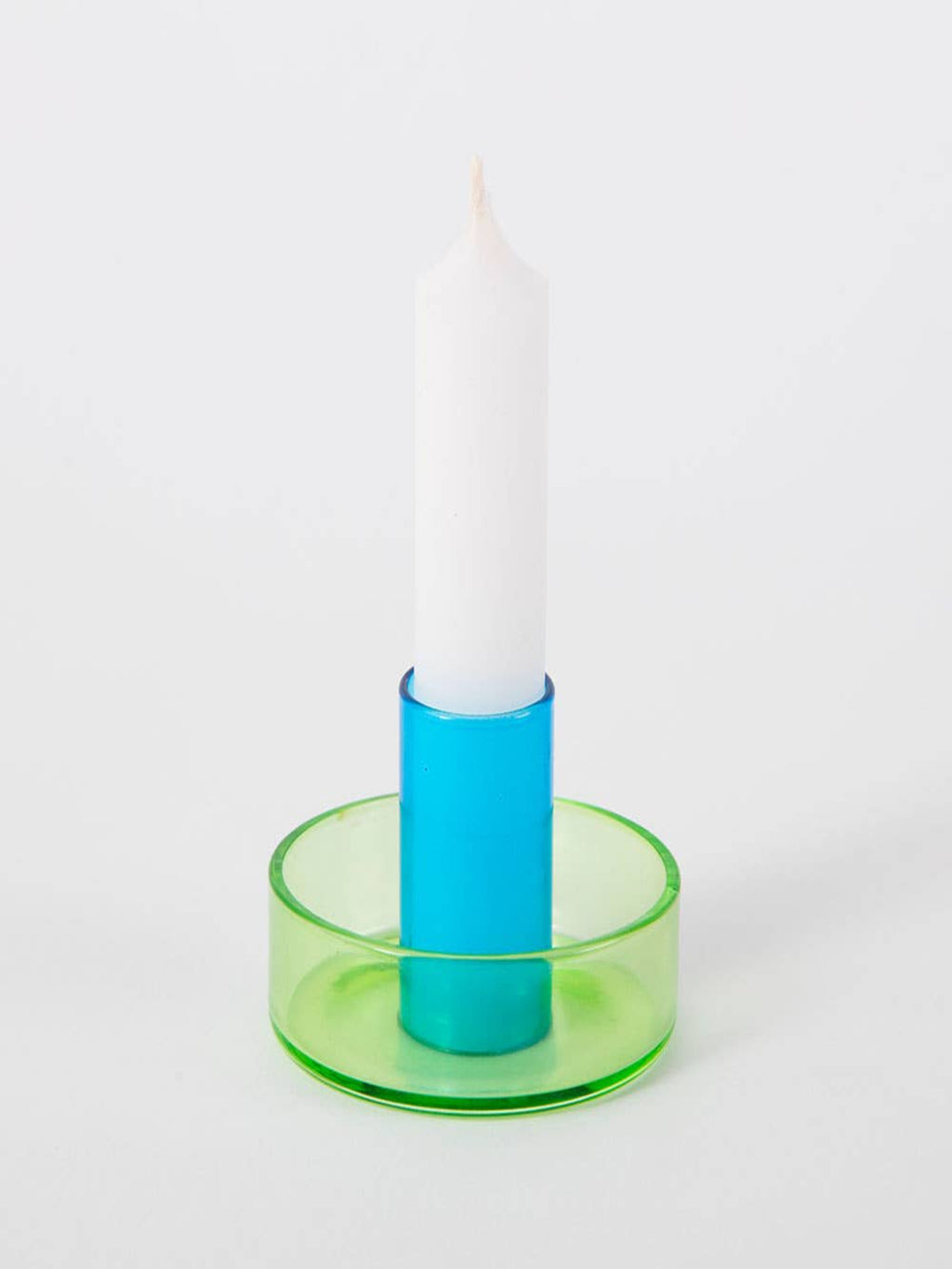Duo Tone Glass Candle Holder - Green & Blue