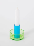 Duo Tone Glass Candle Holder - Green & Blue