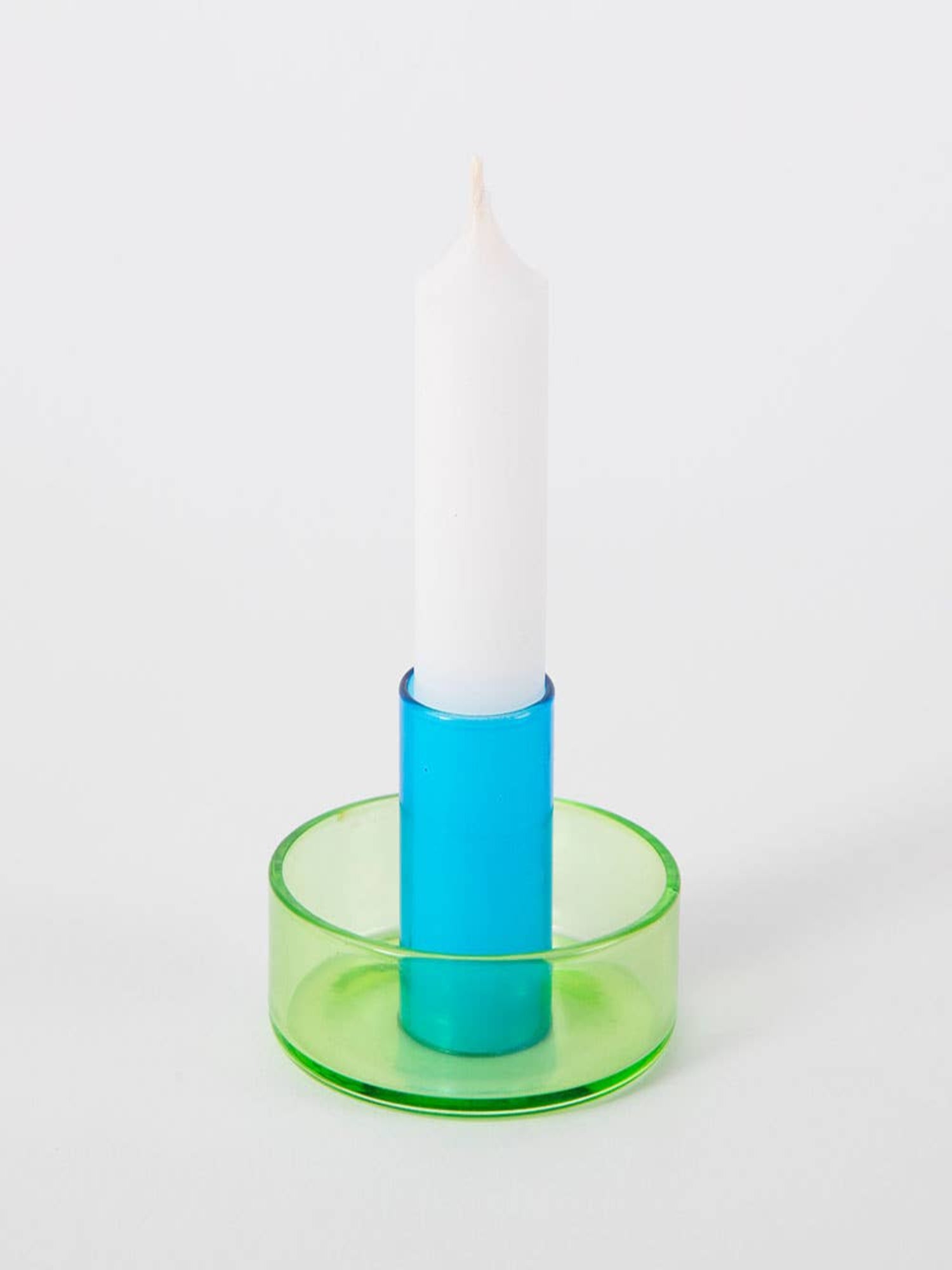 Duo Tone Glass Candle Holder - Green & Blue