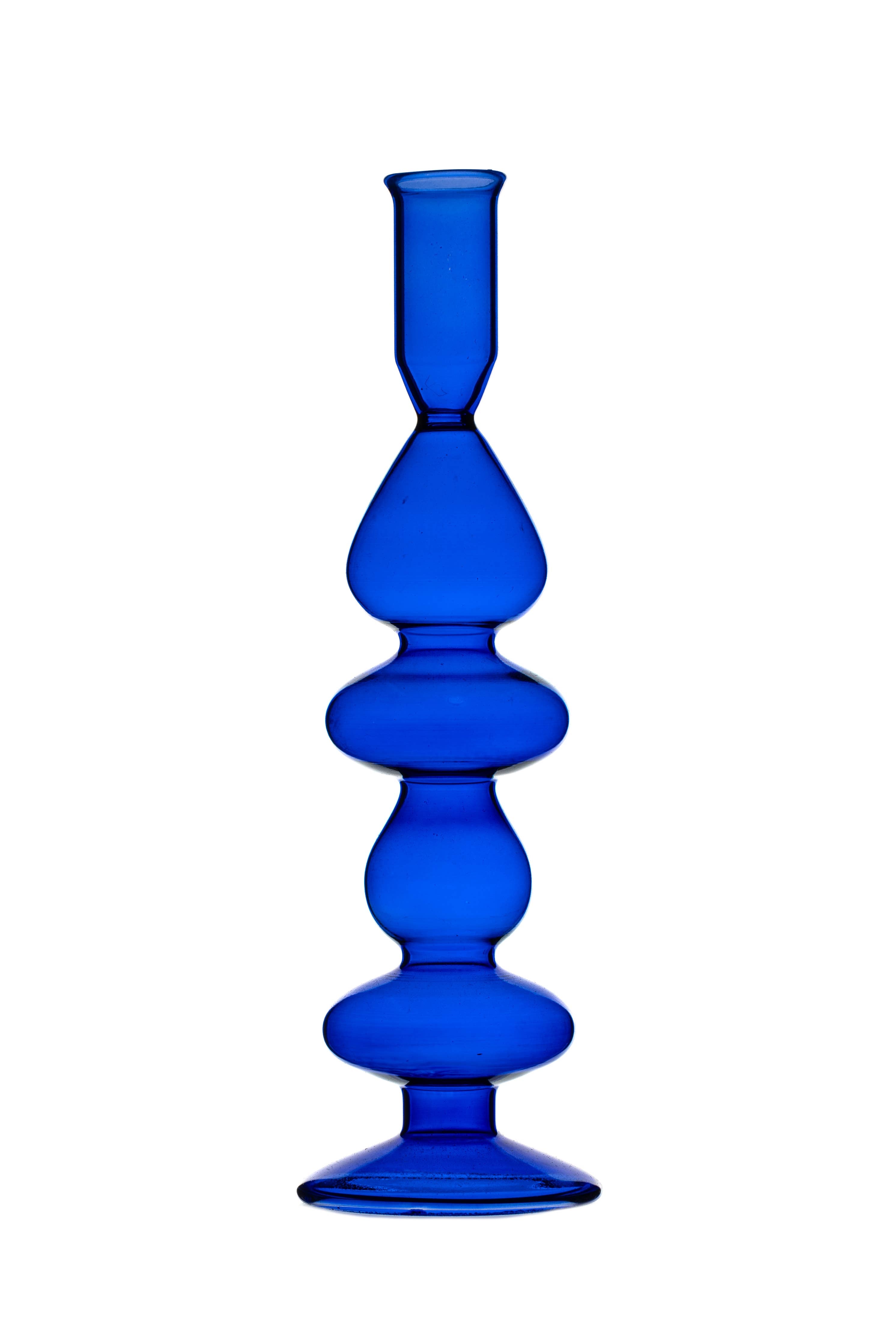 Large Blue Glass Candlestick