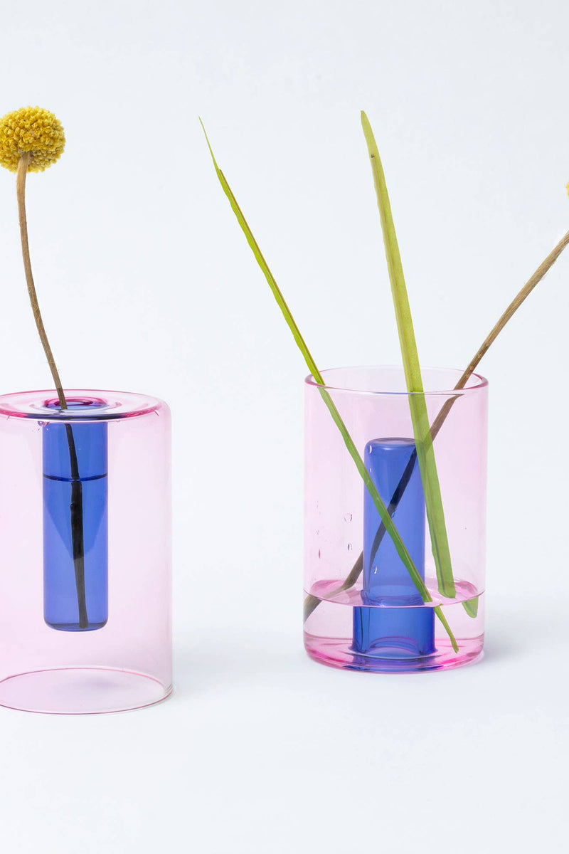 Reversible Glass Vase - Small: Mint/Violet