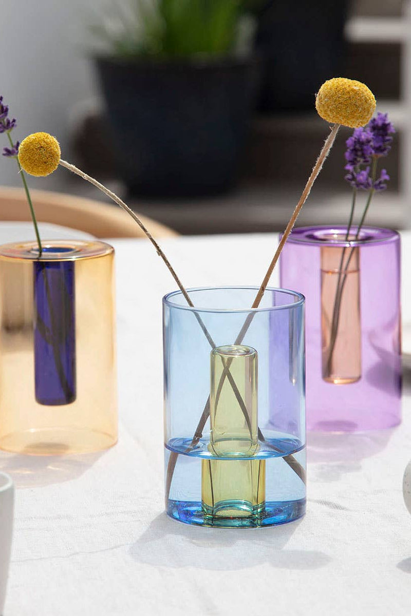 Reversible Glass Vase - Small: Mint/Violet