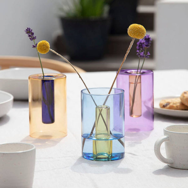 Reversible Glass Vase - Small: Mint/Violet