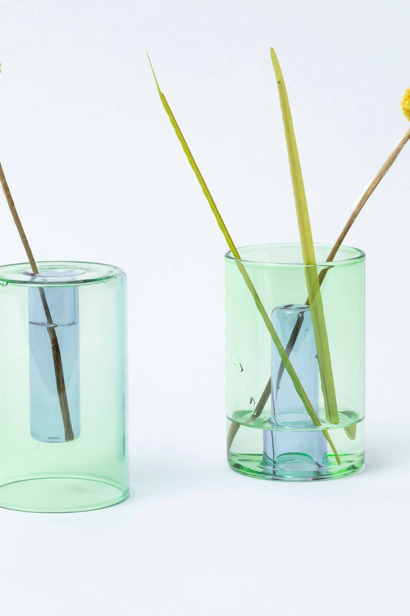 Reversible Glass Vase - Small: Mint/Violet