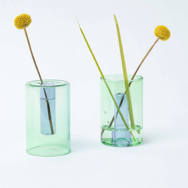 Reversible Glass Vase - Small: Mint/Violet