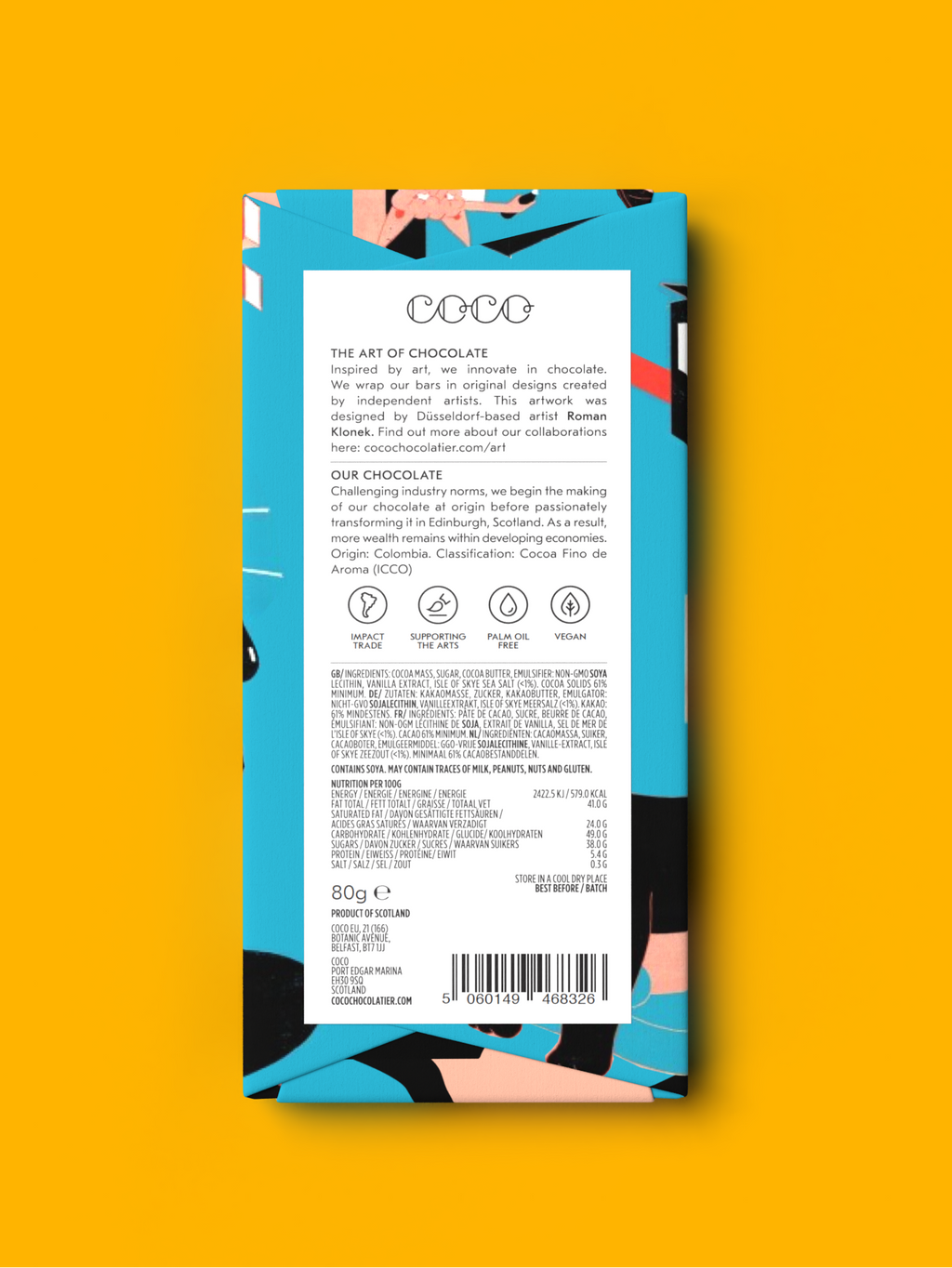 Isle of Skye Sea Salt Dark Chocolate Bar by COCO Chocolatier