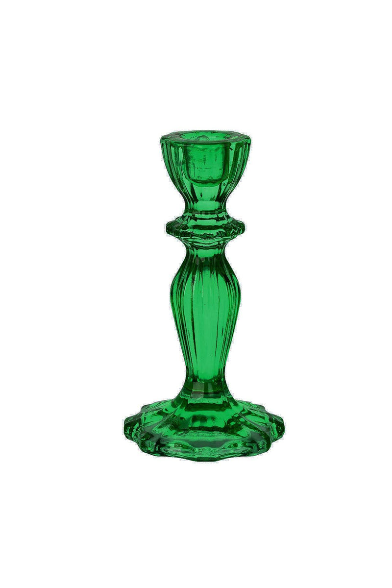 Dark Green Glass Candle Holder