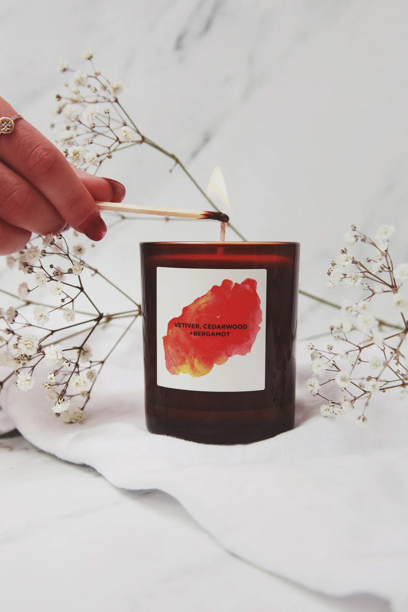 Vetiver, Cedarwood & Bergamot Soy Candle by Self Care Co.