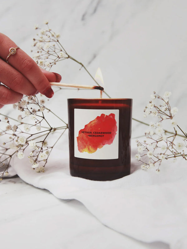 Vetiver, Cedarwood & Bergamot Soy Candle by Self Care Co.
